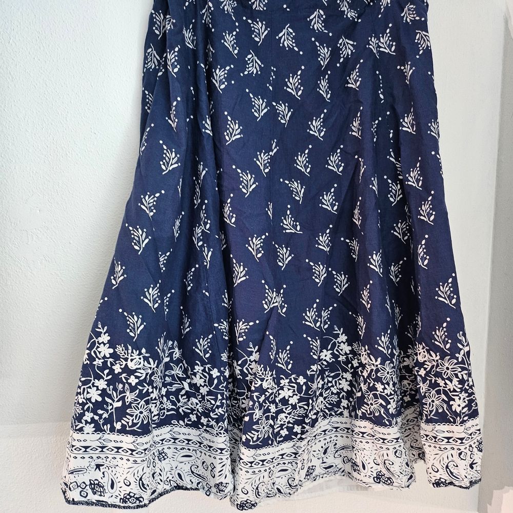 Plus size 22 Women's Navy Floral Border Midi Skirt flowing classy Western